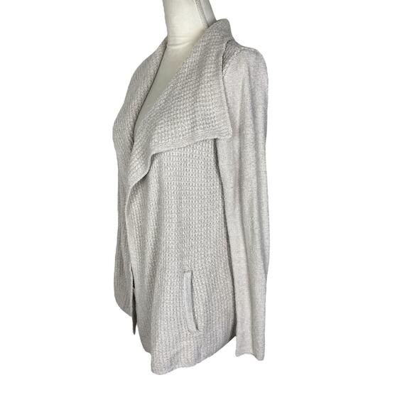 Barefoot Dreams Cozy Chic Lite Waffle Knit Cardigan Sweater Oatmeal Size Small - Picture 4 of 6